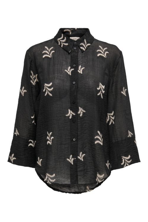 Jacqueline De Yong Jdytheo 7/8 Embroidery Shirt Wvn Black