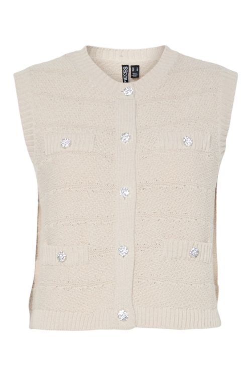 Pieces PCJENA SL O-NECK KNIT VEST BC Silver Lining