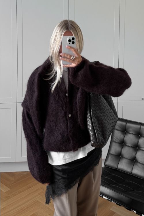 Noella - Cardigan - N-Kae Mohair Cardigan - Dark Brown Chocolate