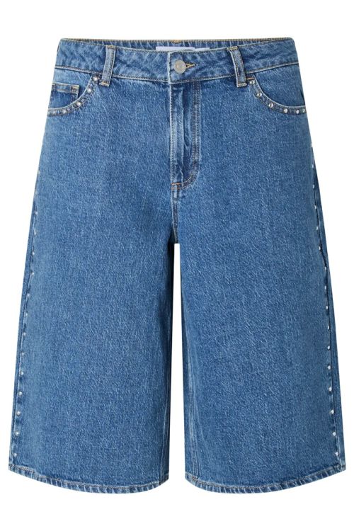 Pieces PCKARLA MW DENIM JORTS D2D PP Medium Blue Denim