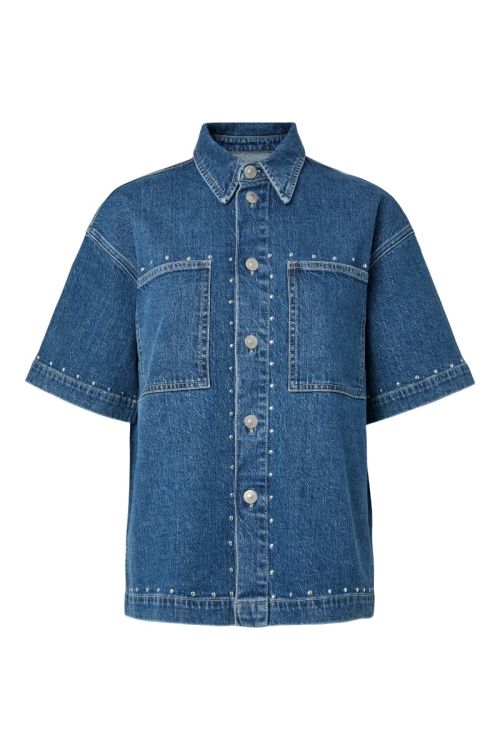Pieces PCKARLA SS DENIM SHIRT D2D PP Medium Blue Denim