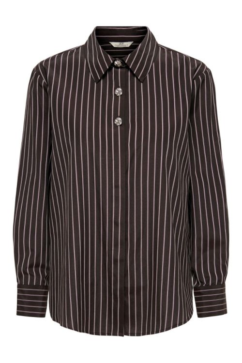 JDY - Soho L/S Striped Shirt - Chocolate Torte - Lilac Black