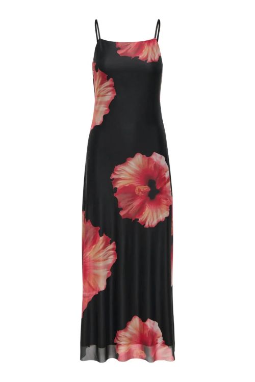 JdY JDYLEA S/L MESH DRESS JRS EXP Black HIBISCUS FLOWER