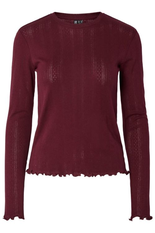 Pieces PCMARIE LS O-NECK POIN TOP JRS NOOS BC Tawny Port