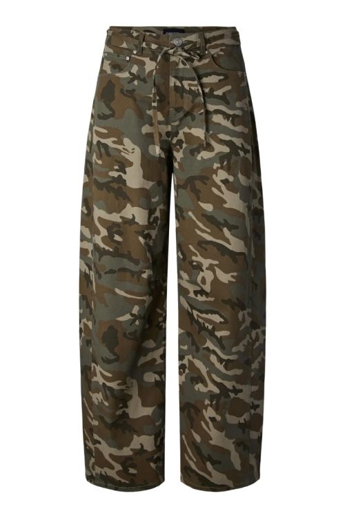 Pieces PCMIMMI MW TIE BARREL JEANS DNM D2D Mermaid CAMOUFLAGE