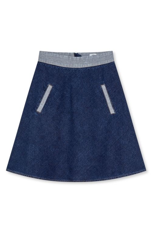 Mads Nørgaard Luke Denim Stelly Skirt Block Mid Blue Denim
