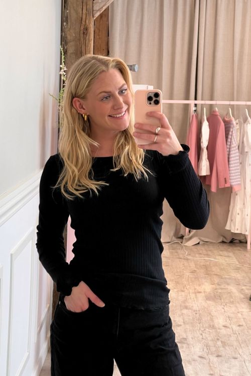 Mads Nørgaard - Bluse - Pointella Troja Tee Ls Fav - Black