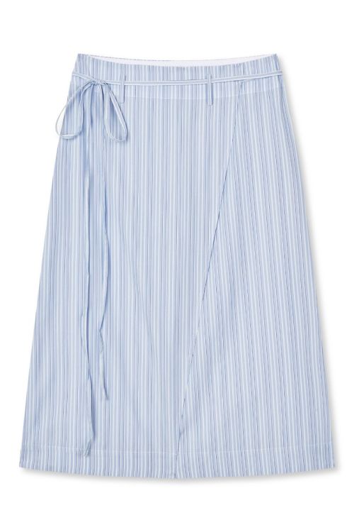 Mads Nørgaard Mia Poplin Marty Wrap Skirt Pinstripe/Provence