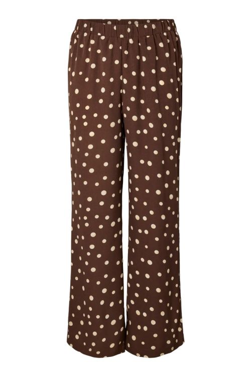 Pieces PCMOKKA MW FLARED PANTS WVN D2D PP Coffee Quartz Dots