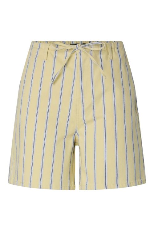 Pieces PCBILLO MW TIE DENIM SHORTS French Vanilla CLOUD DANCER & BEAUCOUP BLUE & OYSTER MUSHROOMS