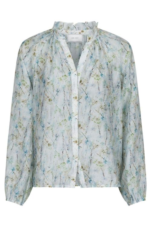 Neo Noir Bluse Cobie Whispering Blooms Blouse Light Blue Front