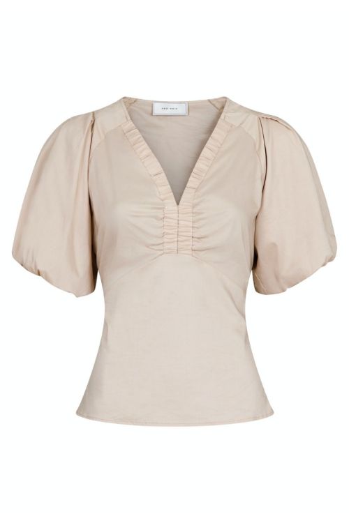 Neo Noir Bluse Irina Poplin Blouse Dark Sand Front