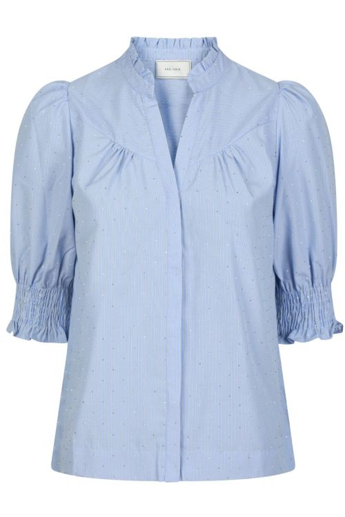 NEO NOIR Diana B Stripe Stone Blouse Light Blue