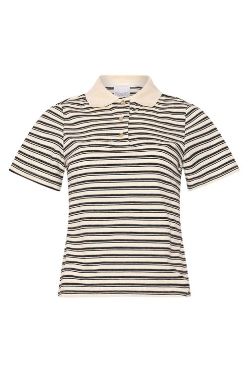 Noella Leyna Polo Top Sugar Grey Stripe