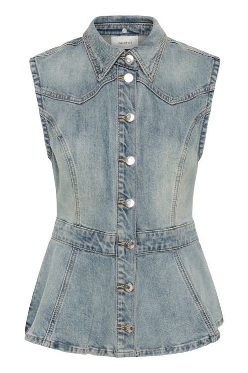 Gestuz GZnoma SL shirt vintage mid blue wash