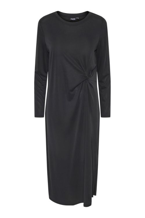 Pieces Kjole PC Anora LS Midi Knot Dress Black Front