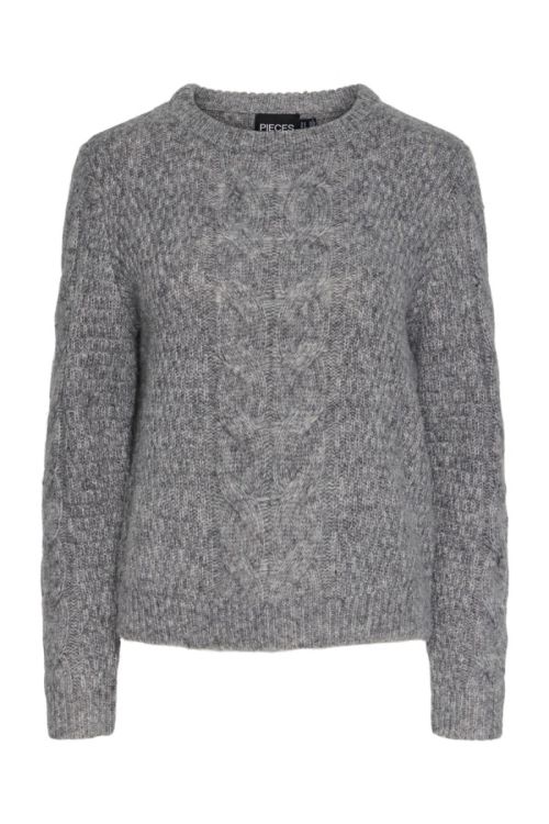 Pieces PCNINA LS O-NECK KNIT NOOS BC Medium Grey Melange
