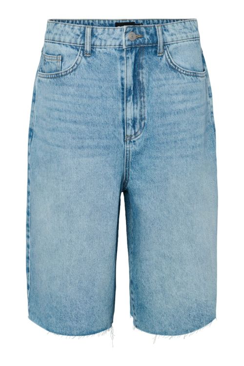 Pieces Pctasha Mw Baggy Denim Shorts Light Blue Denim