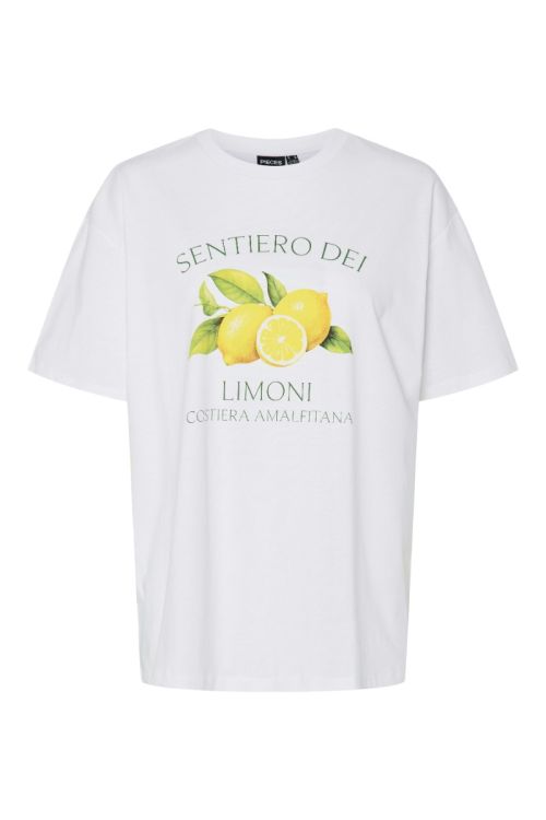 Pieces Pcthea Ss Printed T-Shirt Bc Bright White
