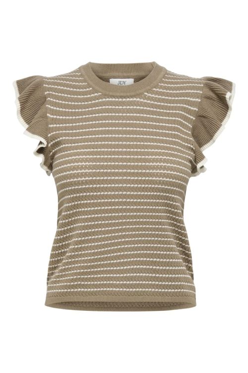 JdY JDYCARICE S/L FRILL PULLOVER KNT NOOS Sepia Tint W. CLOUD DANCER ST