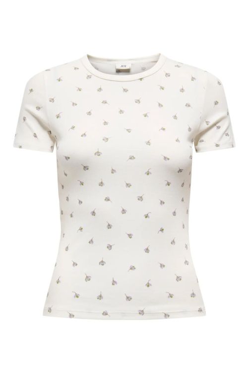 JdY JDYLUCKY S/S O NECK TOP JRS DIA Cloud Dancer POPPY FLOWER