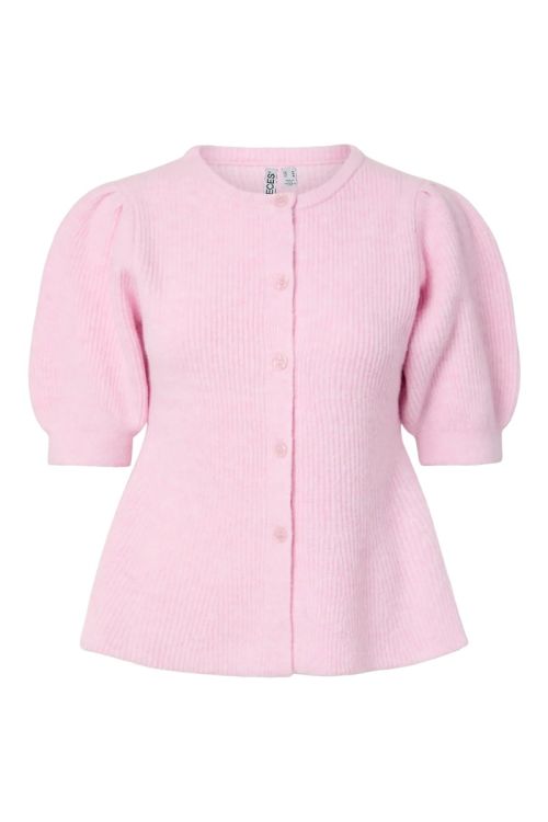Pieces PCSILLY SS PUFF KNIT CARDIGAN NOOS BC Roseate Spoonbill Melange