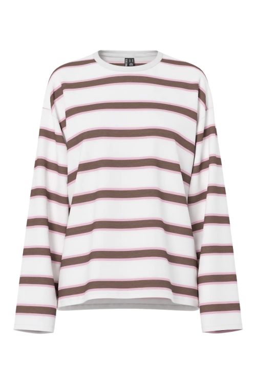 Pieces - Bluse - Mila LS Loose Tee - Coffee Quartz Roseate Spoonbill/Cloud Dancer