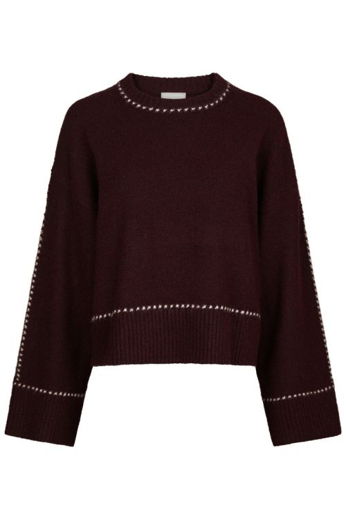 NEO NOIR Roeme Knit Stitch Blouse Wine