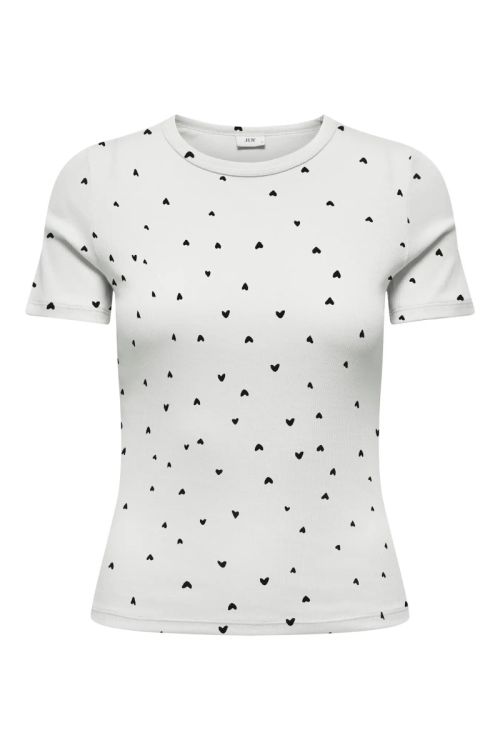 JdY JDYLUCKY S/S O NECK TOP JRS NOOS Cloud Dancer BLACK HEARTS