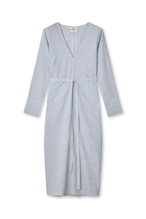 Mads Nørgaard Soft Crease Oda Dress Sky Captain/Bright Cobalt/Vani