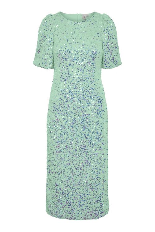 Y.A.S Kjole Yas Maja Sequin 2/4 Midi Dress Show Mist Green