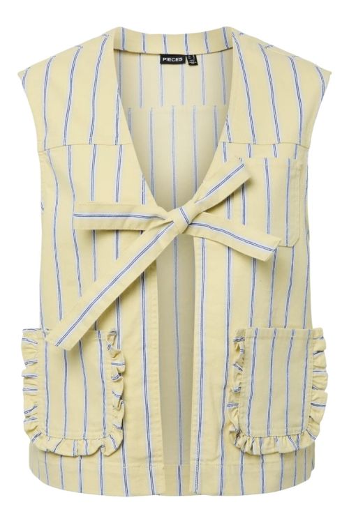 Pieces PCBILLO TIE DENIM VEST French Vanilla CLOUD DANCER/ BEAUCOUP BLUE/ OYSTER MUSHROOMS