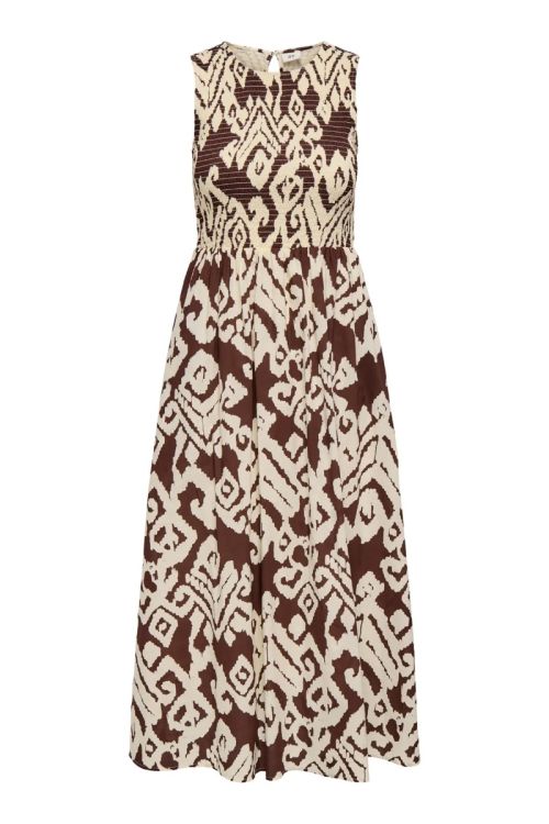 JdY JDYDIEGO S/L SMOCK MIDI DRESS WVN Chocolate Torte 31-02-26 CLOUD DANCER IKAT