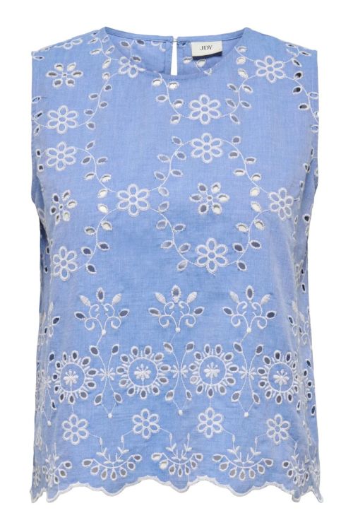 JdY JDYMARINA S/L EMB. TOP WVN Blue Bonnet BRIGHT WHITE EMBROIDERY
