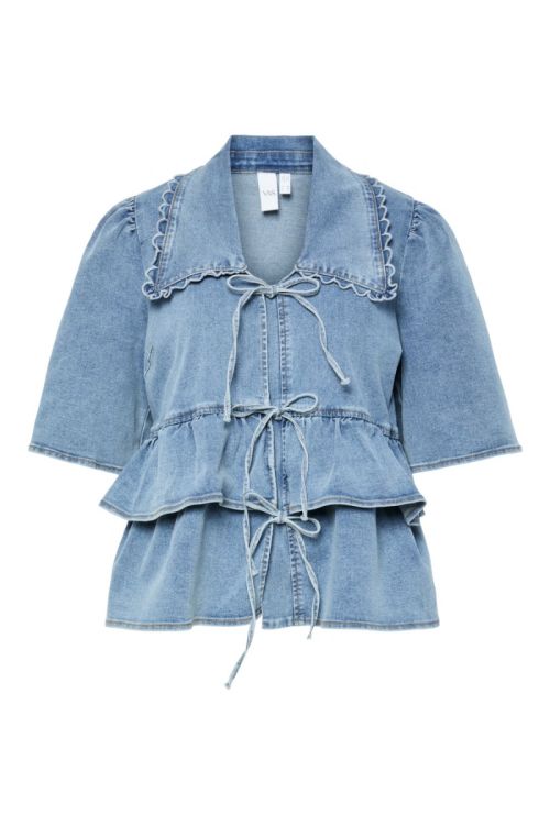 YAS YASSCALA SS DENIM TOP - D2D Light Blue Denim