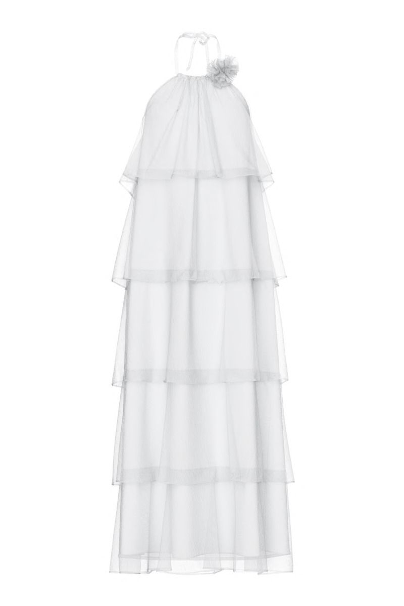 Pieces - Kjole - Clara Sl Long Layred Dress - Bright White