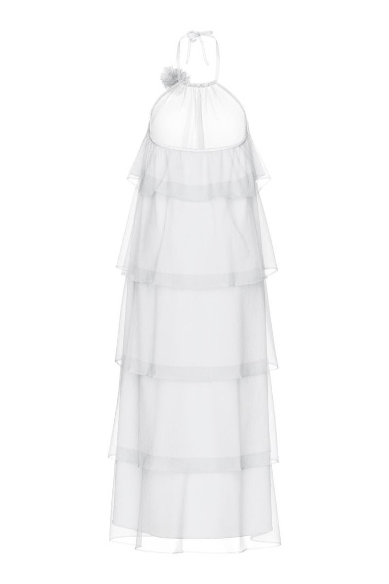 Pieces - Kjole - Clara Sl Long Layred Dress - Bright White