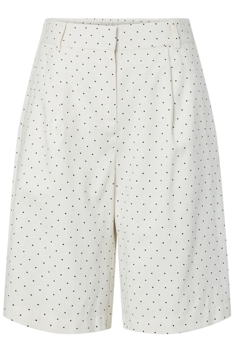 Y.A.S - Shorts - Dotly HW Long Shorts - Star White w. Black Dots (Levering midt juni)