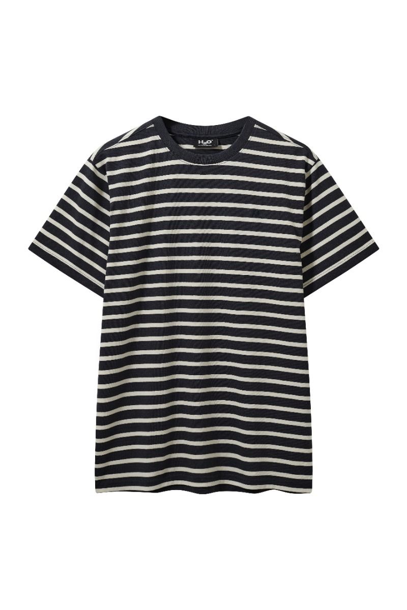 H2O - T-shirt - Basic Skagen Mens Striped Tee - Navy/Cream White