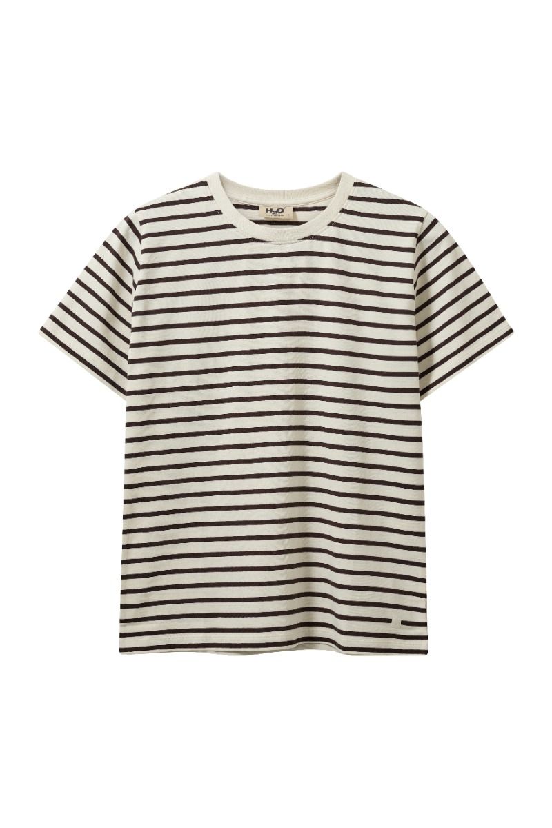 H2O - T-shirt - Basic Skagen Woman Striped Tee - Cream White/Brown
