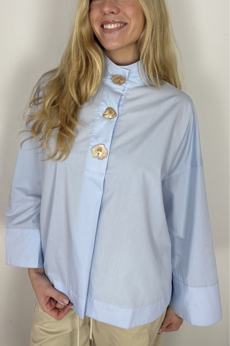 Continue - Bluse - Klara High Neck - Light Blue
