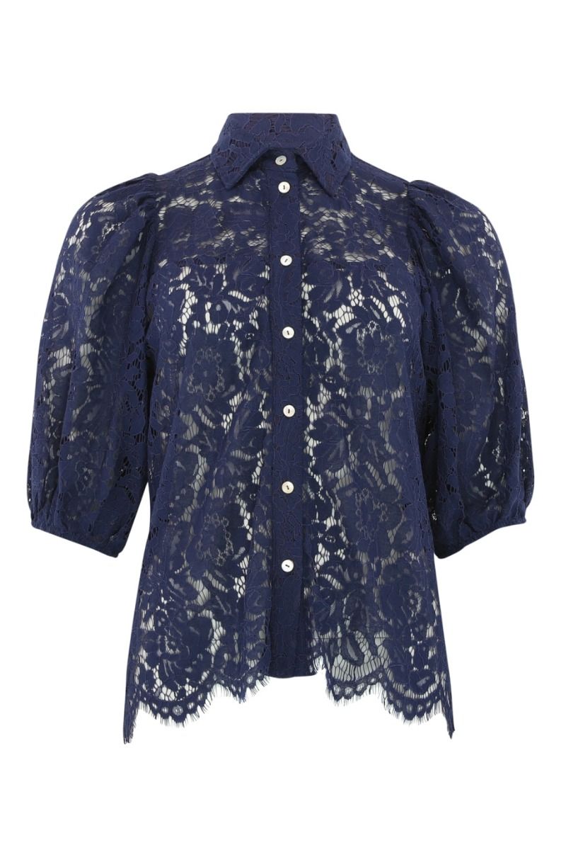Continue - Skjorte - Alicia Lace Blouse - Navy blue