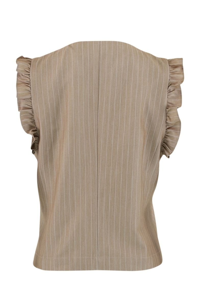 Continue - Vest - Lydia Sand Stripe Vest - Sand/white stripe