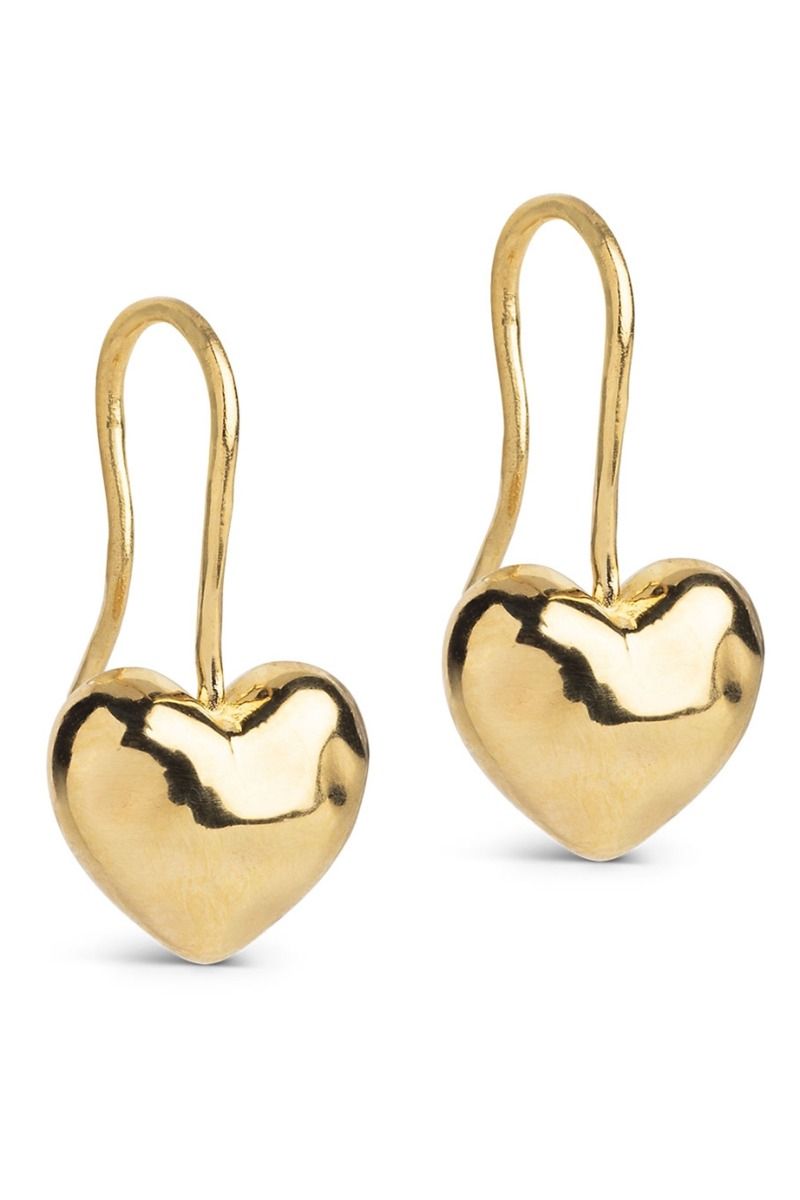 Enamel - Øreringe - Earrings, Poma Drop Heart - Gold