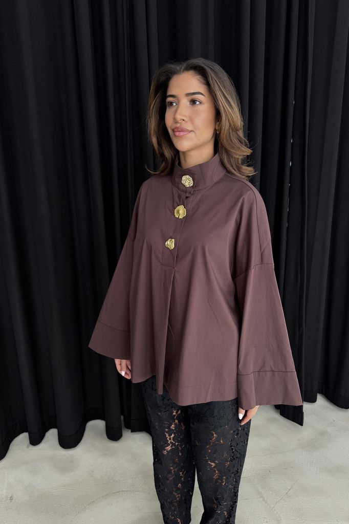 Continue - Bluse - Klara High Neck - Dark Brown