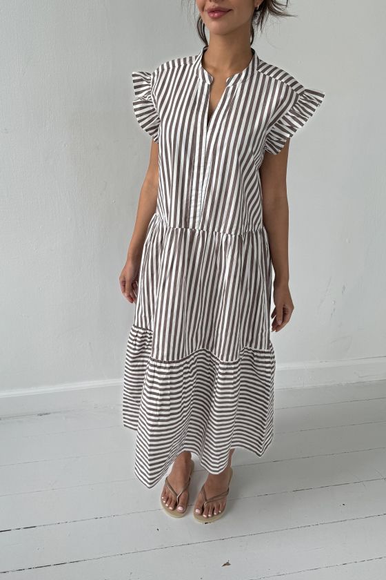 Continue - Kjole - Bea Brown Dress - Brown Stripe