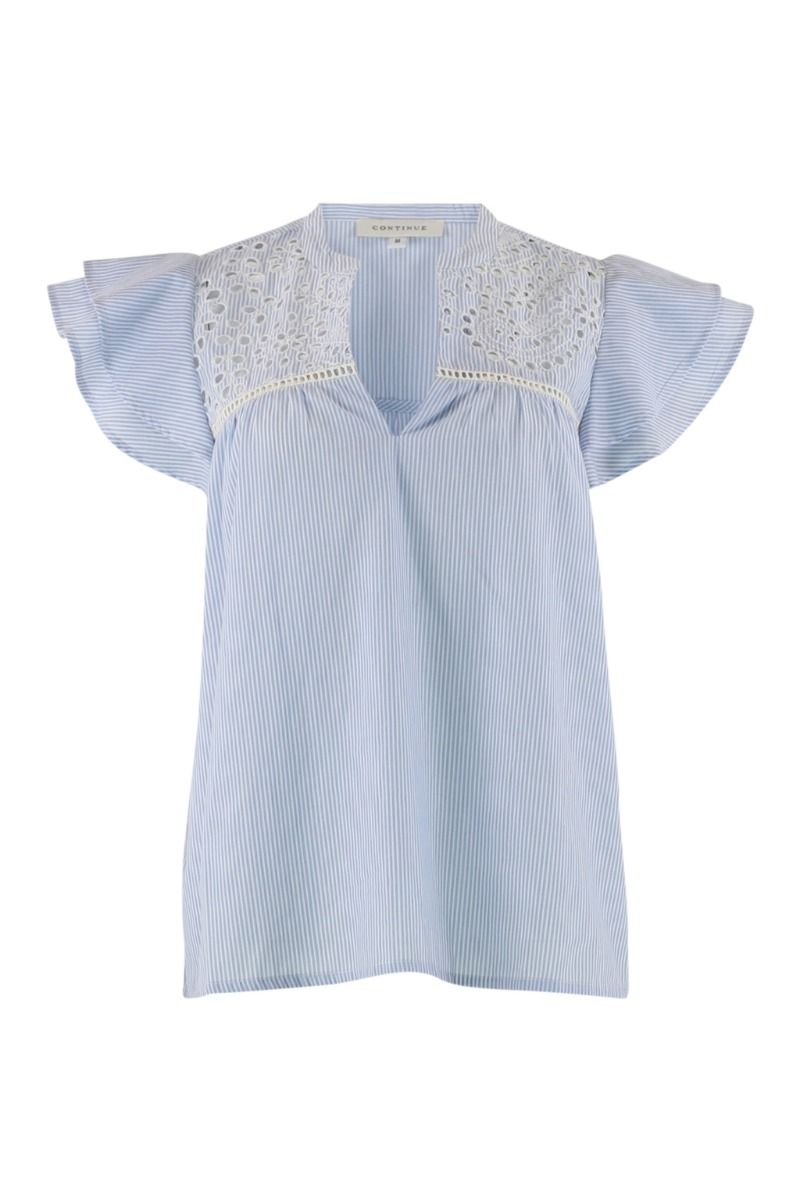 Continue - Top - Christel - Solid Blue Stripe