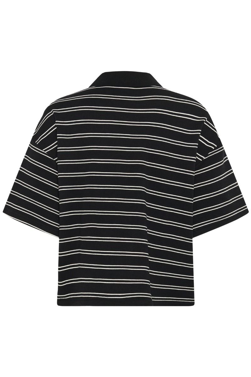 Gestuz - T-shirt - GZpilova polo tee - Black White striped