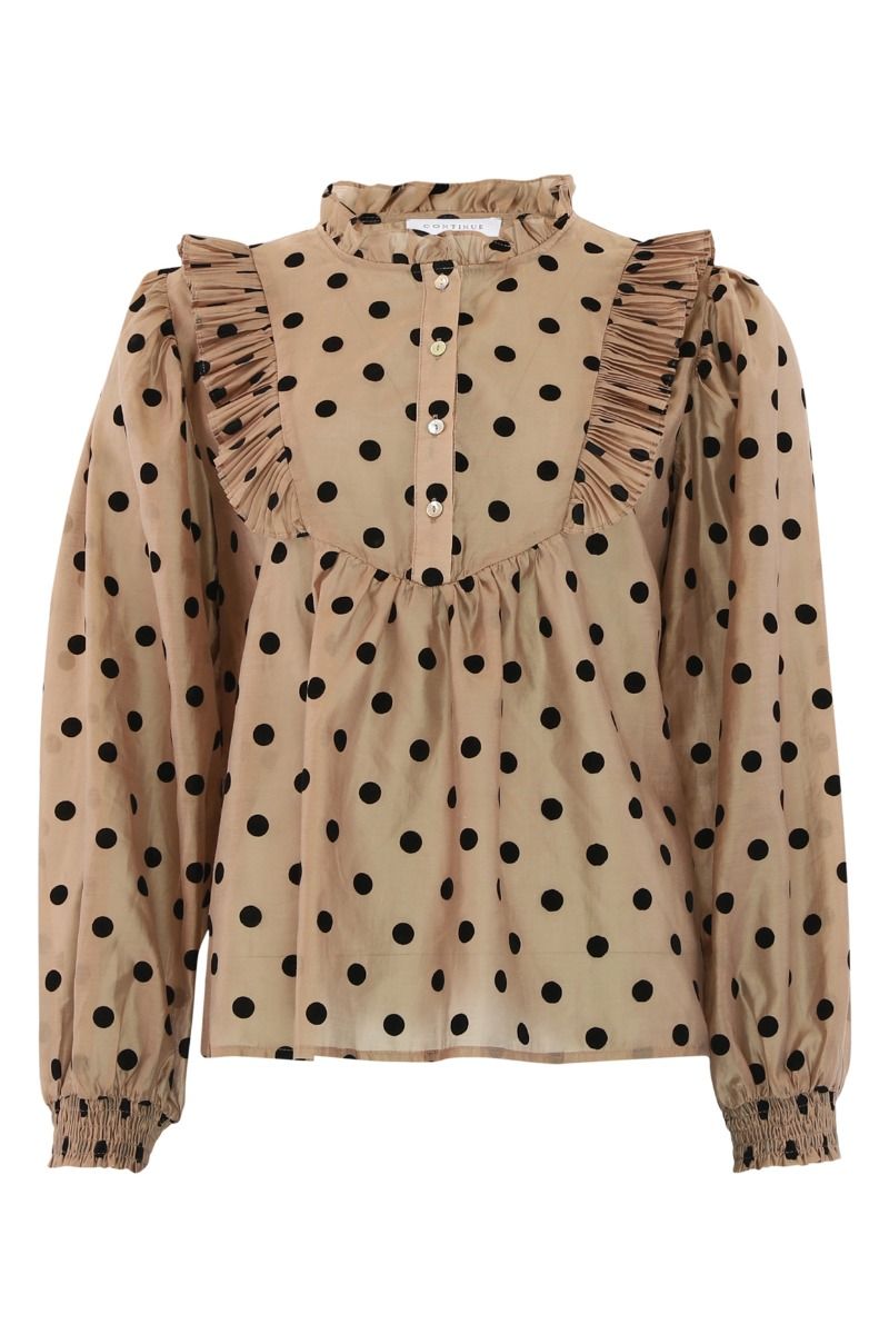Continue - Bluse - Silke Dot - Nougat/Black dot
