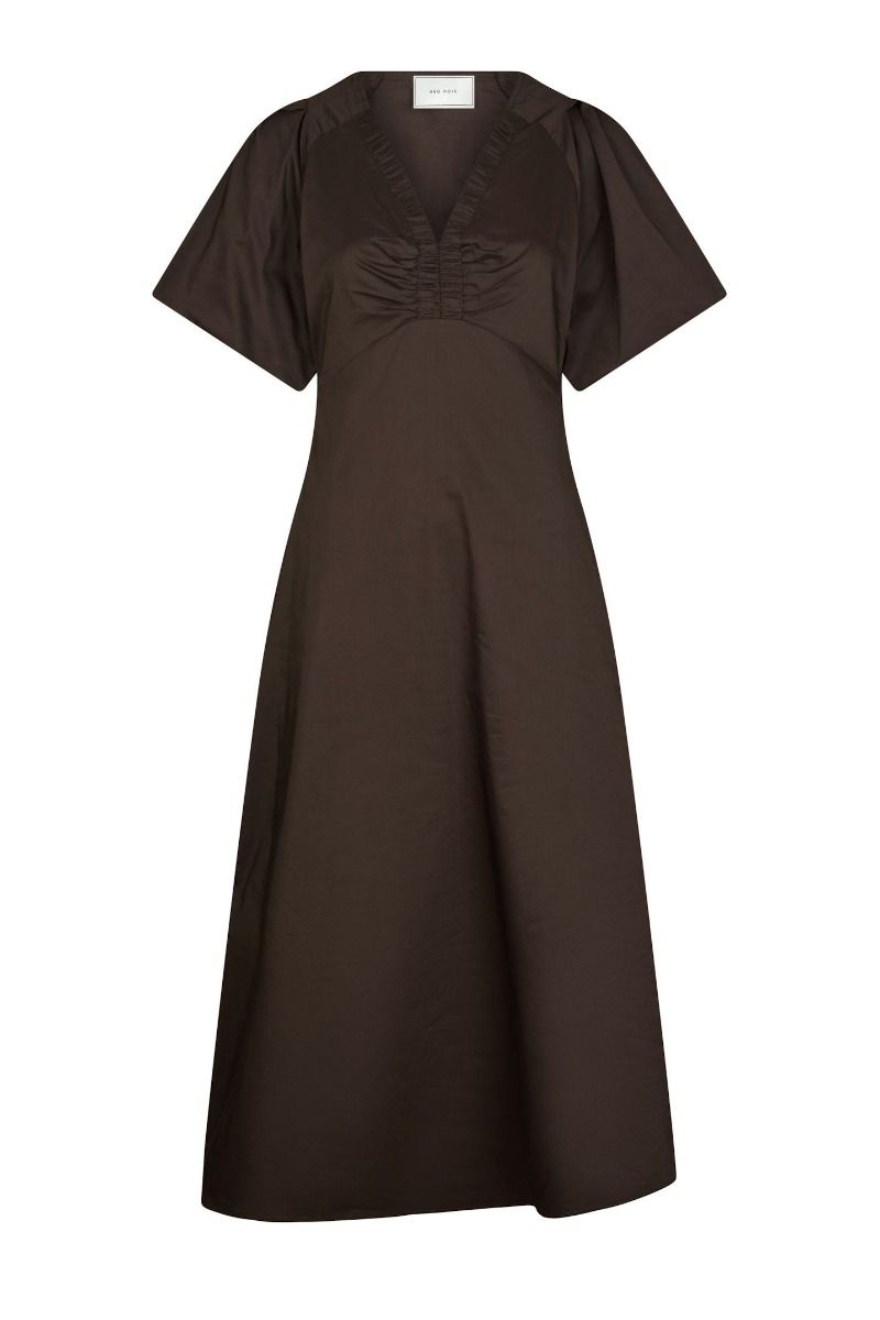 Neo Noir - Kjole - Illana Poplin Dress - Chocolate Brown
